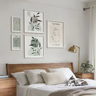 Zestaw obrazów w ramie do galerii ściennej stylowe roślinne grafiki