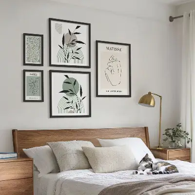 Zestaw obrazów w ramie do galerii ściennej stylowe roślinne grafiki
