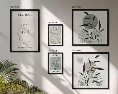Zestaw obrazów w ramie do galerii ściennej stylowe roślinne grafiki