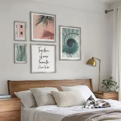Zestaw 5 obrazów w ramie geometryczne stylowe wnętrza