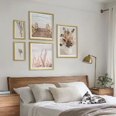Dekoracja ścienna zestaw obrazów Stylowe suszone rośliny i woda