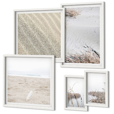 Zestaw obrazów w ramie do galerii ściennej Minimalistyczne motywy plaży