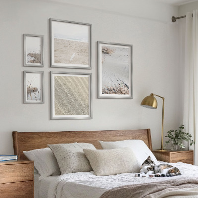 Zestaw obrazów w ramie do galerii ściennej Minimalistyczne motywy plaży