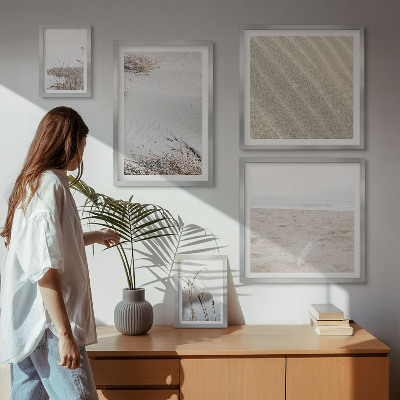 Zestaw obrazów w ramie do galerii ściennej Minimalistyczne motywy plaży