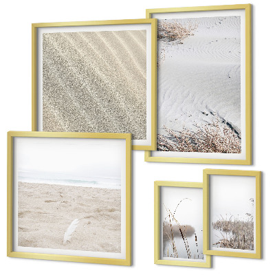 Zestaw obrazów w ramie do galerii ściennej Minimalistyczne motywy plaży