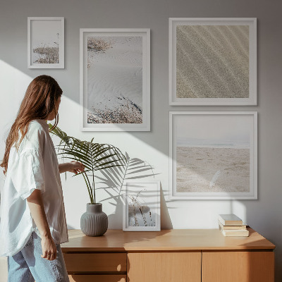 Zestaw obrazów w ramie do galerii ściennej Minimalistyczne motywy plaży