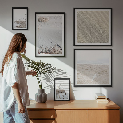 Zestaw obrazów w ramie do galerii ściennej Minimalistyczne motywy plaży