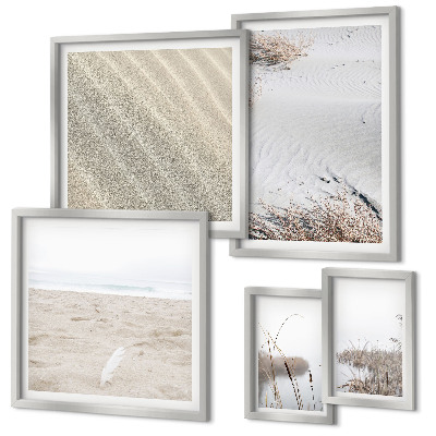 Zestaw obrazów w ramie do galerii ściennej Minimalistyczne motywy plaży