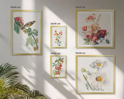 Kwiatowe ptaki vintage dekoracyjne obrazy na ścianę