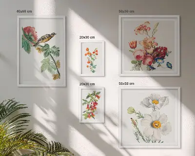 Kwiatowe ptaki vintage dekoracyjne obrazy na ścianę
