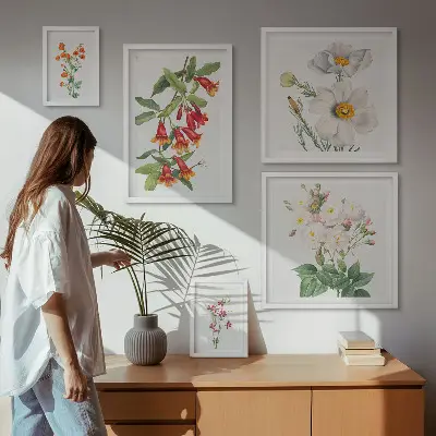 Dekoracja ścienna zestaw obrazów Kwiatowe ilustracje botaniczne