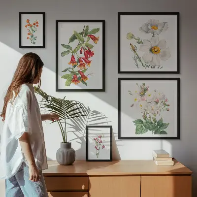 Dekoracja ścienna zestaw obrazów Kwiatowe ilustracje botaniczne