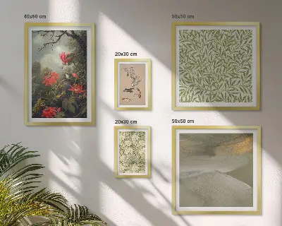 Galeria obrazów na ścianę z motywami kwiatów i ptaków w stylu naturalnym