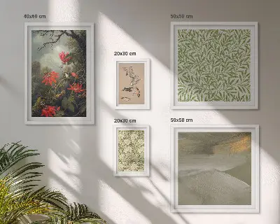 Galeria obrazów na ścianę z motywami kwiatów i ptaków w stylu naturalnym