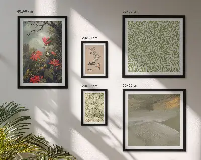 Galeria obrazów na ścianę z motywami kwiatów i ptaków w stylu naturalnym
