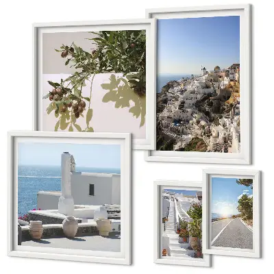 Dekoracja ścienna zestaw obrazów Santorini malownicze widoki