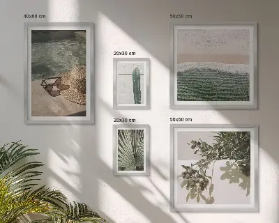 Zestaw obrazów w ramie do galerii ściennej letnie rośliny i relaks nad wodą