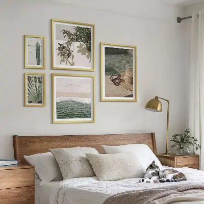 Zestaw obrazów w ramie do galerii ściennej letnie rośliny i relaks nad wodą