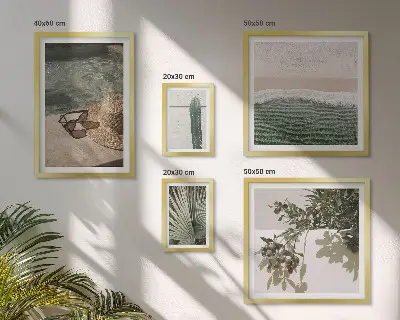 Zestaw obrazów w ramie do galerii ściennej letnie rośliny i relaks nad wodą
