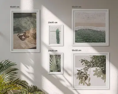 Zestaw obrazów w ramie do galerii ściennej letnie rośliny i relaks nad wodą