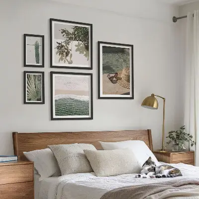Zestaw obrazów w ramie do galerii ściennej letnie rośliny i relaks nad wodą