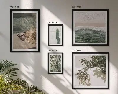 Zestaw obrazów w ramie do galerii ściennej letnie rośliny i relaks nad wodą