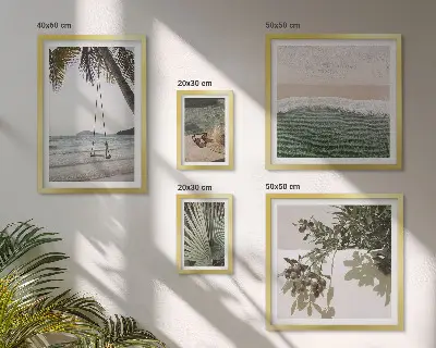 Zestaw 5 obrazów w ramie z motywem tropikalnych plaż i harmonijnej natury