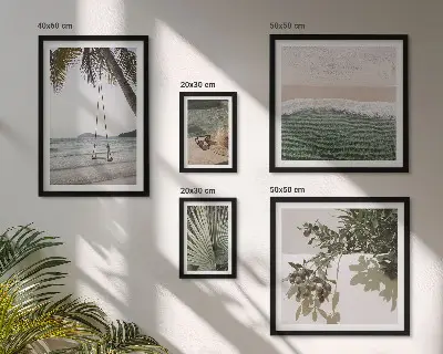 Zestaw 5 obrazów w ramie z motywem tropikalnych plaż i harmonijnej natury