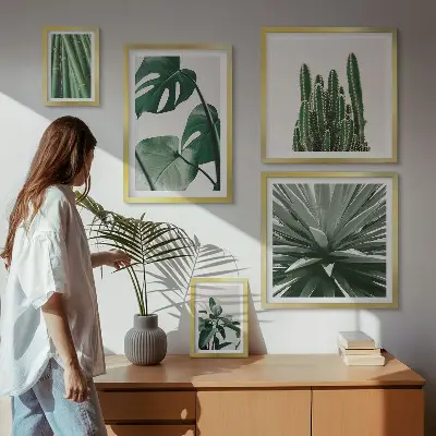 Galeria obrazów na ścianę zielone rośliny tropikalne do wnętrz