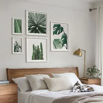 Galeria obrazów na ścianę zielone rośliny tropikalne do wnętrz