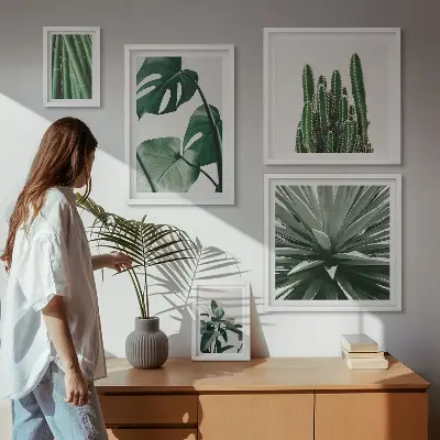 Galeria obrazów na ścianę zielone rośliny tropikalne do wnętrz