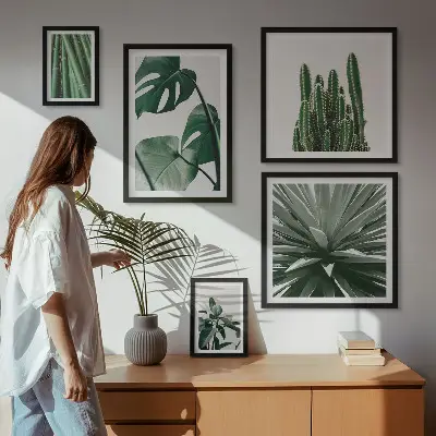 Galeria obrazów na ścianę zielone rośliny tropikalne do wnętrz