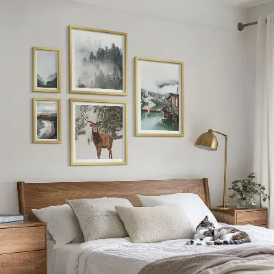 Zestaw 5 obrazów w ramie z motywem dzikiej przyrody i gór