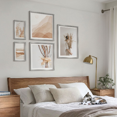Zestaw obrazów w ramie do galerii ściennej Stylowe boho rośliny krajobrazy