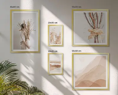 Zestaw obrazów w ramie do galerii ściennej stylowe rośliny i krajobrazy w stylu boho