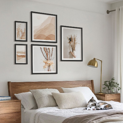 Zestaw obrazów w ramie do galerii ściennej Stylowe boho rośliny krajobrazy