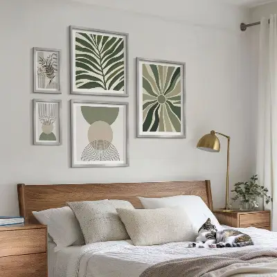 Zestaw obrazów ściennych stylowe grafiki z motywem zieleni