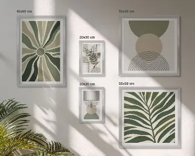 Zestaw obrazów ściennych stylowe grafiki z motywem zieleni