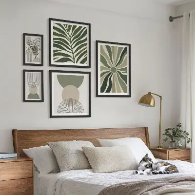Zestaw obrazów ściennych stylowe grafiki z motywem zieleni