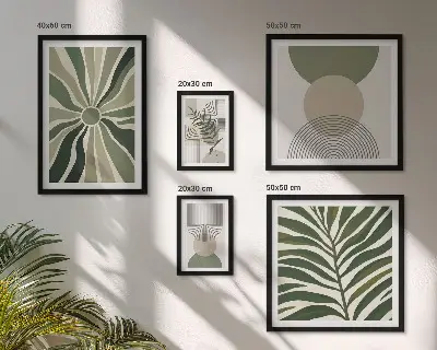 Zestaw obrazów ściennych stylowe grafiki z motywem zieleni