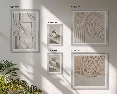 Galeria obrazów na ścianę abstrakcyjne struktury w kolorach beżu i bieli