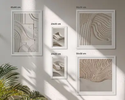 Galeria obrazów na ścianę abstrakcyjne struktury w kolorach beżu i bieli