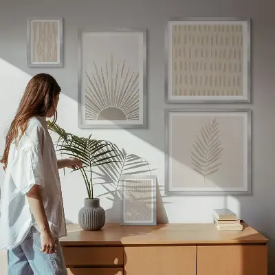 Zestaw obrazów dekoracja ścienna w stylu natura i geometria