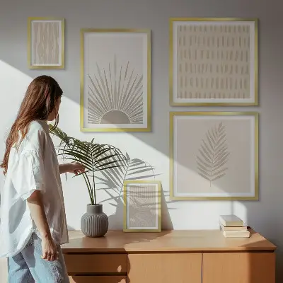 Zestaw obrazów dekoracja ścienna w stylu natura i geometria