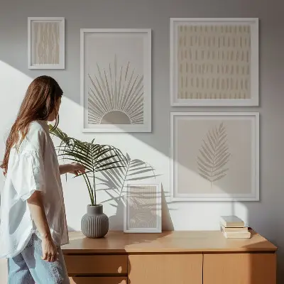 Zestaw obrazów dekoracja ścienna w stylu natura i geometria