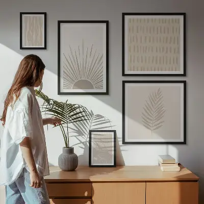 Zestaw obrazów dekoracja ścienna w stylu natura i geometria