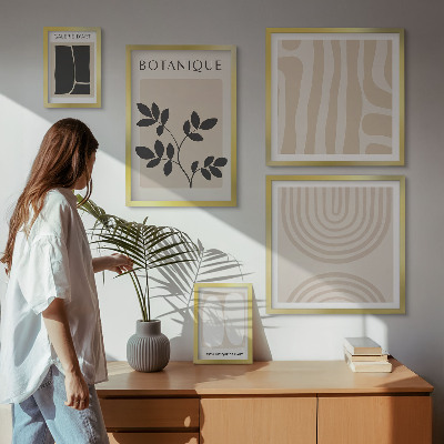 Zestaw obrazów w ramie do galerii ściennej Stylowe grafiki roślinne