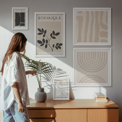 Zestaw obrazów w ramie do galerii ściennej Stylowe grafiki roślinne
