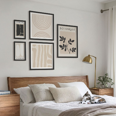 Zestaw obrazów w ramie do galerii ściennej Stylowe grafiki roślinne
