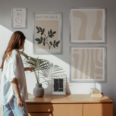 Zestaw 5 obrazów w ramie Stylowe grafiki roślinne abstrakcje